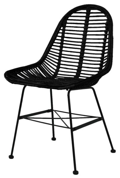 Rattan Étkezőszék - 6 db - Fekete - Koloniál Stílus