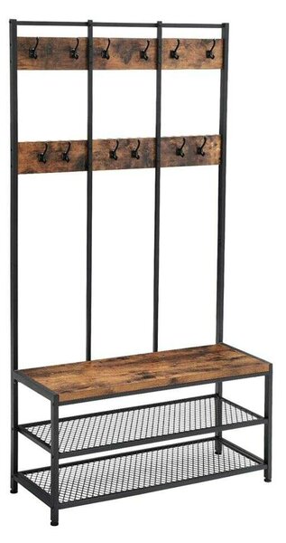 Vasagle Cipőtartós Pad - Rusztikus Barna - 100x40x186 cm