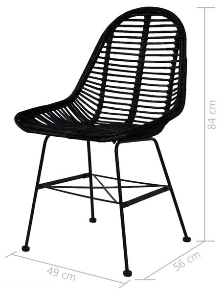Rattan Étkezőszék - 6 db - Fekete - Koloniál Stílus