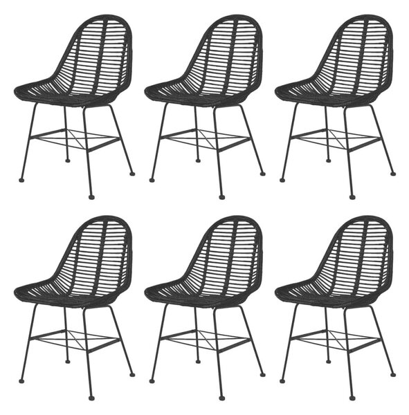 Rattan Étkezőszék - 6 db - Fekete - Koloniál Stílus