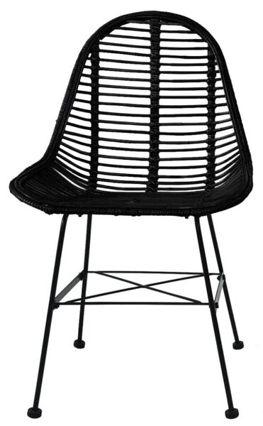 Rattan Étkezőszék - 6 db - Fekete - Koloniál Stílus