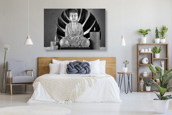 Kép Buddha pihenő csendéletben fekete fehérben