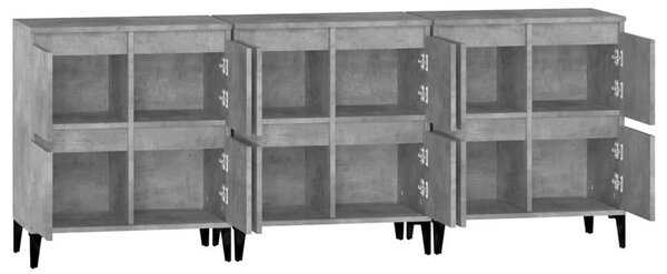 Modern Tálalószekrény Szett - Betonszürke - 3 db - 60x35x70 cm