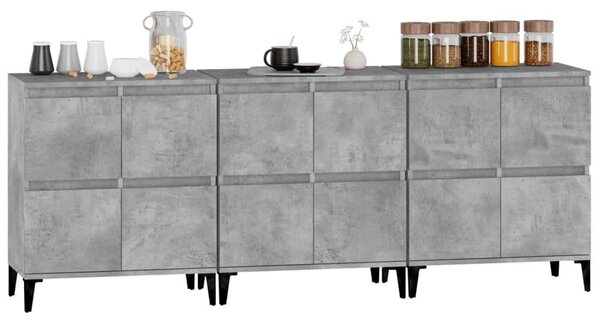 Modern Tálalószekrény Szett - Betonszürke - 3 db - 60x35x70 cm