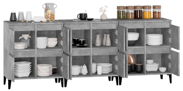 Modern Tálalószekrény Szett - Betonszürke - 3 db - 60x35x70 cm