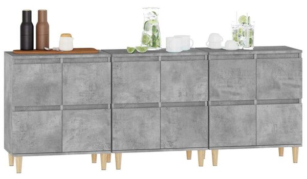 Modern Tálalószekrény Szett - Betonszürke - 3 db - 60x35x70 cm