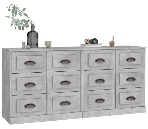 VIDAXL - 2 db 12 Fiókos Tálalószekrény - Betonszürke Fa - 70x35,5x67,5 cm