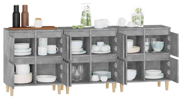 Modern Tálalószekrény Szett - Betonszürke - 3 db - 60x35x70 cm