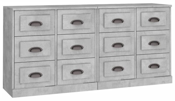 VIDAXL - 2 db 12 Fiókos Tálalószekrény - Betonszürke Fa - 70x35,5x67,5 cm