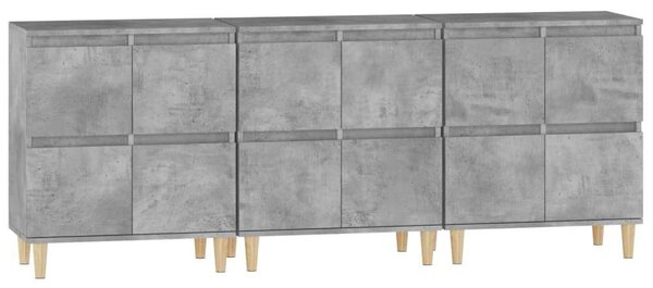 Modern Tálalószekrény Szett - Betonszürke - 3 db - 60x35x70 cm