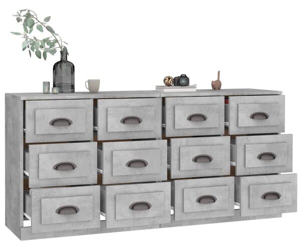 VIDAXL - 2 db 12 Fiókos Tálalószekrény - Betonszürke Fa - 70x35,5x67,5 cm