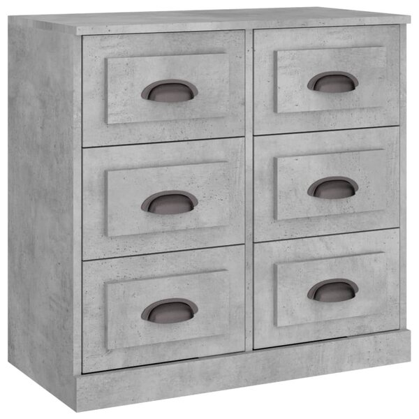 VIDAXL - 2 db 12 Fiókos Tálalószekrény - Betonszürke Fa - 70x35,5x67,5 cm