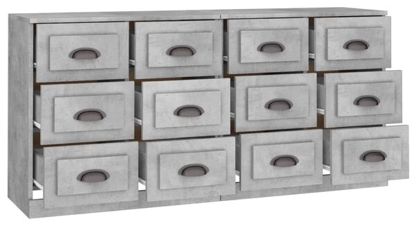 VIDAXL - 2 db 12 Fiókos Tálalószekrény - Betonszürke Fa - 70x35,5x67,5 cm
