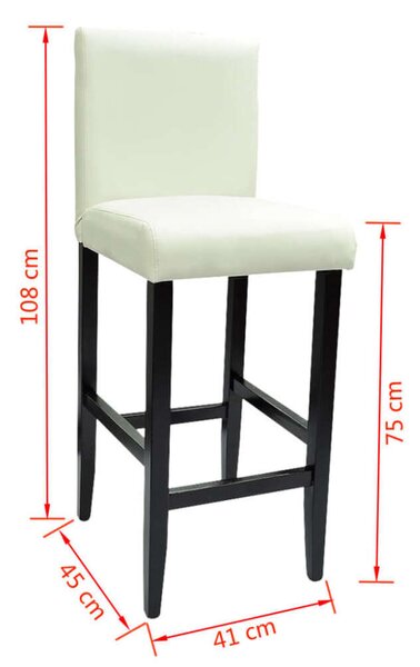 Elegáns Fehér Műbőr Bárszék - 4 db - Fekete Váz