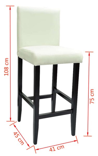 Elegáns Fehér Műbőr Bárszék - 4 db - Fekete Váz