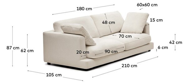 Krémszínű kanapé 210 cm Gala – Kave Home