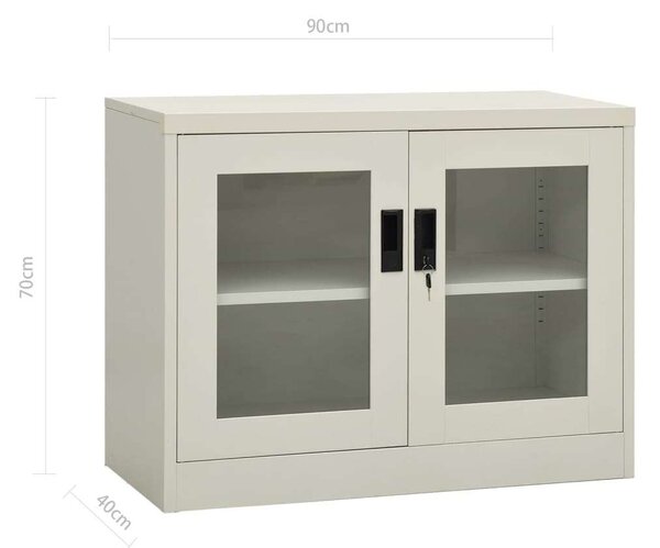 Acél Irodai Szekrény - Üvegajtó - 90x40x70 cm
