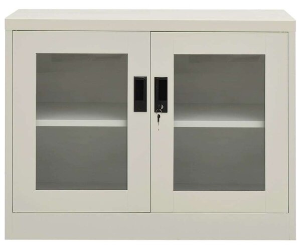 Acél Irodai Szekrény - Üvegajtó - 90x40x70 cm