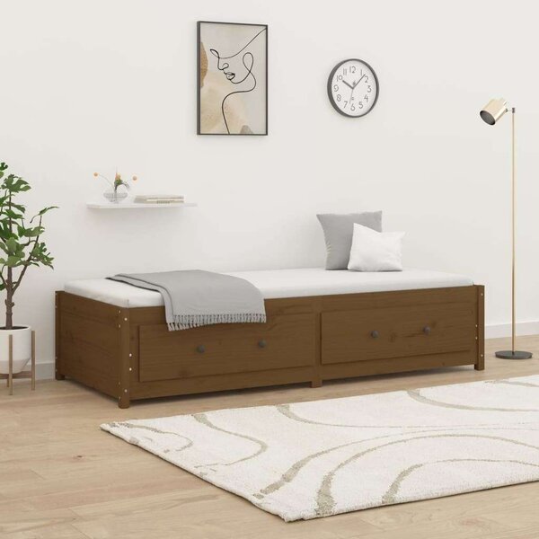 Mézbarna tömör fenyőfa kanapéágy 90 x 200 cm