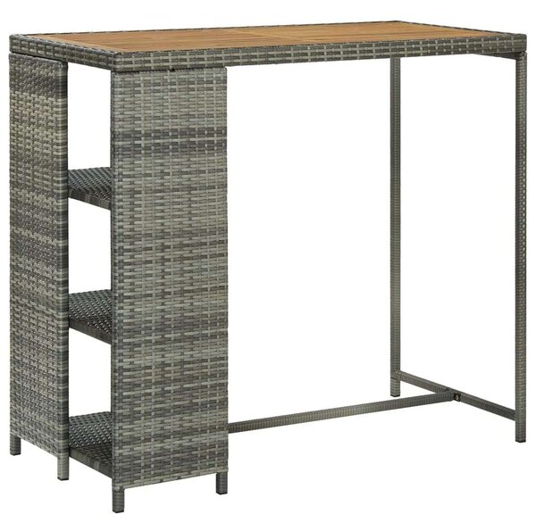 VidaXL szürke polyrattan bárasztal tárolópolccal 120 x 60 x 110 cm