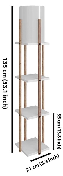 Modern Állólámpa 4 Polccal - 135 cm - Fehér
