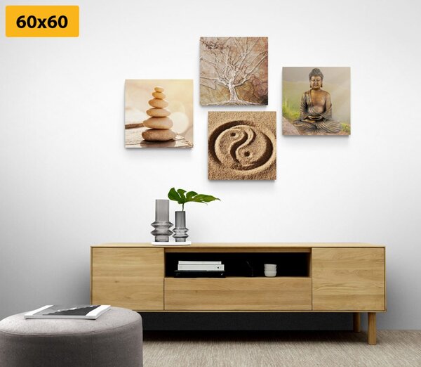 Képszett Feng Shui bézs árnyalatban