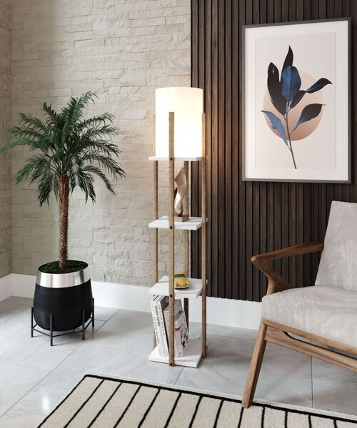Modern Állólámpa 4 Polccal - 135 cm - Fehér