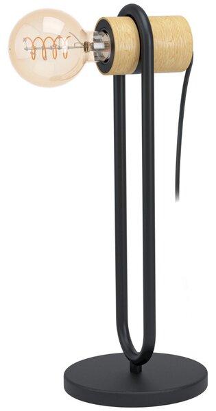 Eglo Chieveley asztali lámpa, fekete-fa, 1xE27 foglalattal