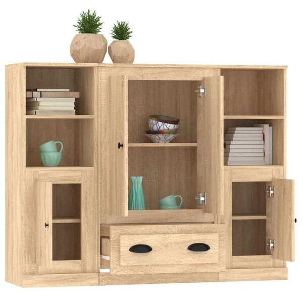 VidaXL Sonoma Tölgy Magasszekrény - 3 db - 132cm