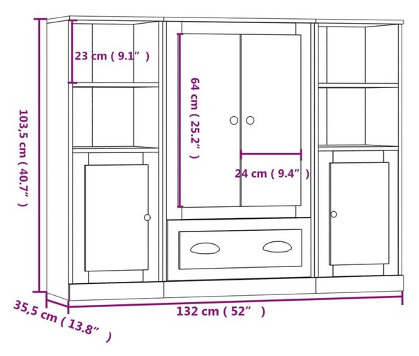VidaXL Tárolószekrény - Sonoma Szürke - 132cm
