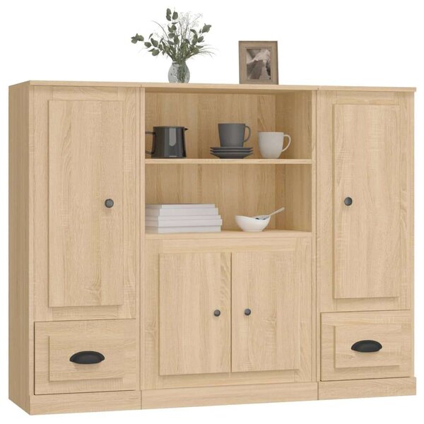 VidaXL Sonoma Tölgy Fa Magasszekrény - 3 db, 132x35,5x103,5 cm