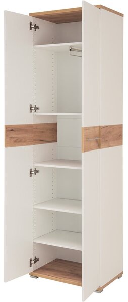 Fehér-natúr színű ruhásszekrény tölgyfa dekorral 59x199 cm Topix – Germania