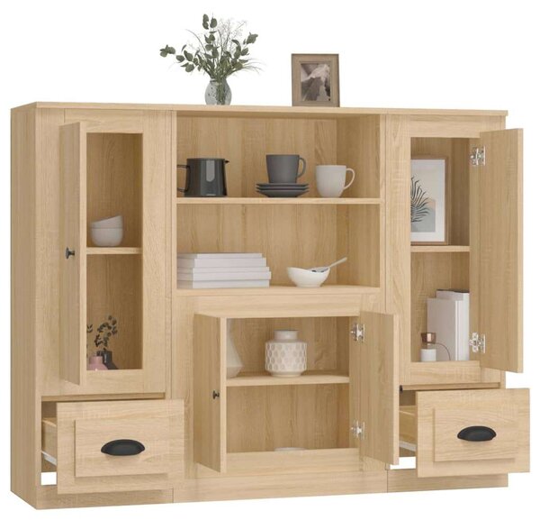 VidaXL Sonoma Tölgy Fa Magasszekrény - 3 db, 132x35,5x103,5 cm