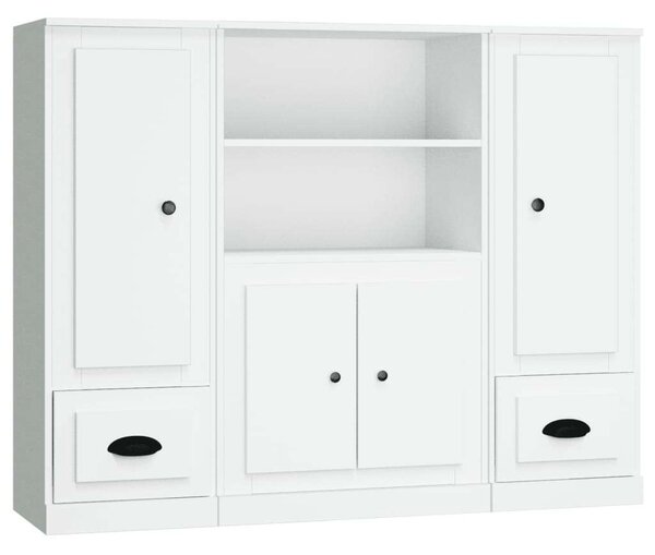 VidaXL Háromrészes Fehér Fa Magasszekrény - 132x35,5x103,5cm
