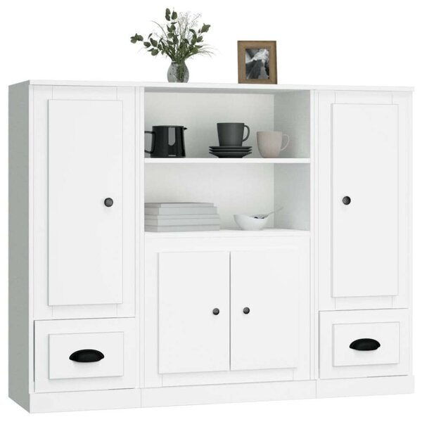 VidaXL Háromrészes Fehér Fa Magasszekrény - 132x35,5x103,5cm