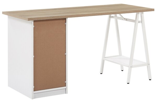 Íróasztal HEBER Barna/fehér 140 cm 60 cm fiókokkal