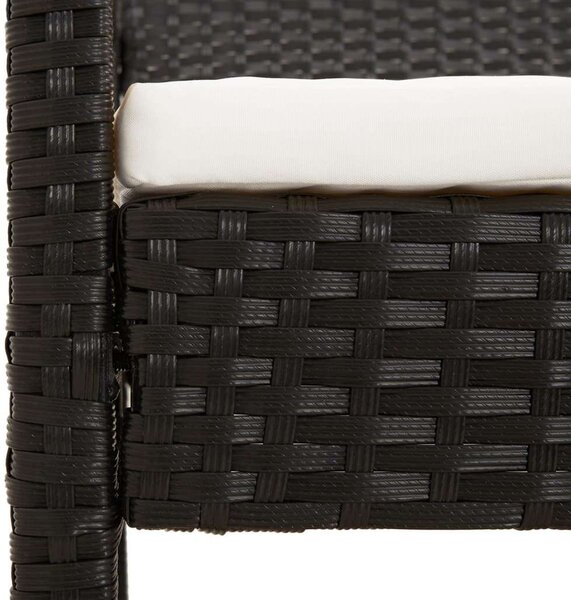 VidaXL fekete polyrattan kerti pad párnával 105 cm