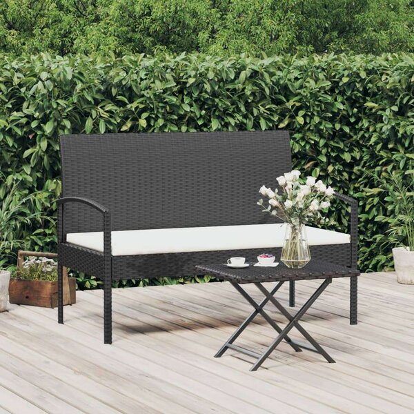 VidaXL fekete polyrattan kerti pad párnával 105 cm