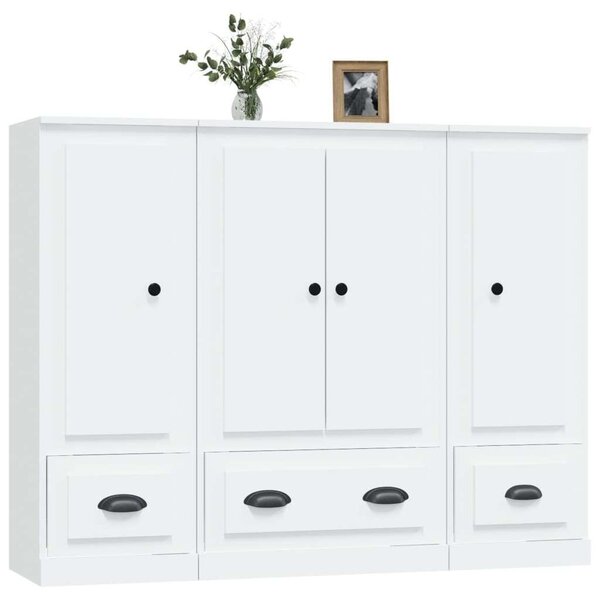 VidaXL Háromrészes Magas Szekrény - Fehér Fa - 132x35.5x103.5cm