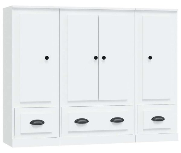 VidaXL Háromrészes Magas Szekrény - Fehér Fa - 132x35.5x103.5cm