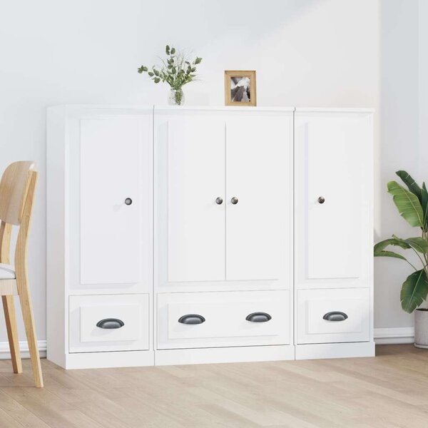 VidaXL Háromrészes Magas Szekrény - Fehér Fa - 132x35.5x103.5cm