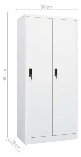 VidaXL Acél Ruhásszekrény - Fehér - 80x50x180 cm