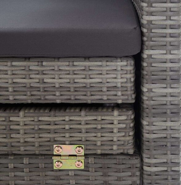 VidaXL Műrattan Kanapéágy - 3 Személyes - Tetővel