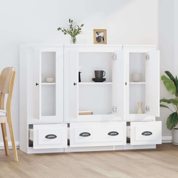 VidaXL Háromrészes Magas Szekrény - Fehér Fa - 132x35.5x103.5cm
