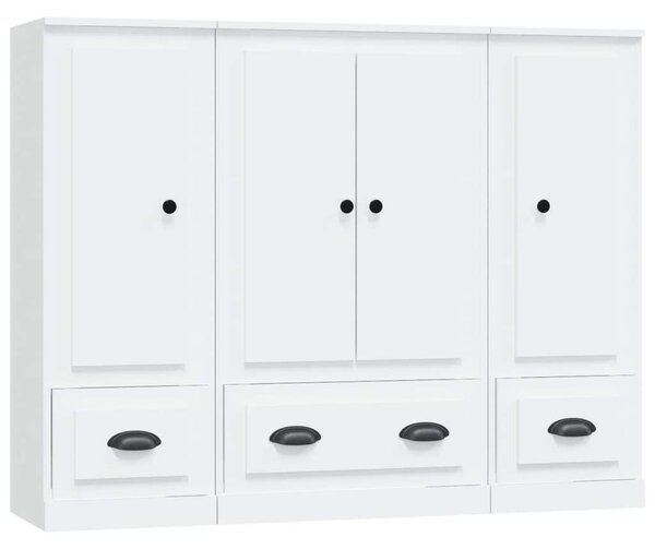 VidaXL Háromrészes Magas Szekrény - Fehér Fa - 132x35.5x103.5cm
