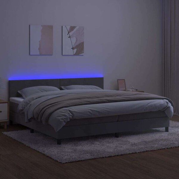 Bársony Ágy 200x200 cm - LED-es, Matraccal