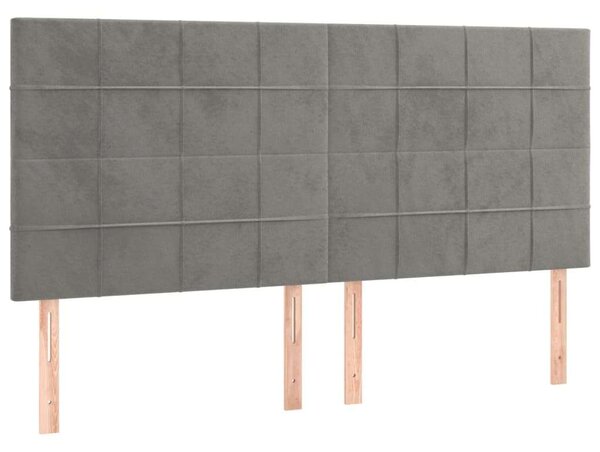 VidaXL világosszürke bársony LED-es fejtámla 160x5x118/128 cm
