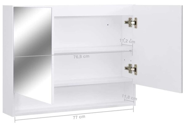 LED-es Tükrös Szekrény - Fürdőszoba - 80x15x60 cm