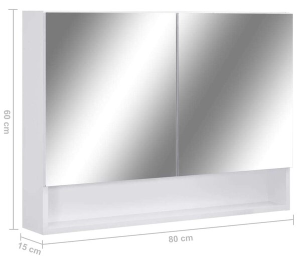 LED-es Tükrös Szekrény - Fürdőszoba - 80x15x60 cm