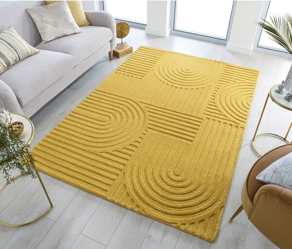 Zen Garden sárga gyapjú szőnyeg, 160 x 230 cm - Flair Rugs